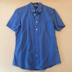 Short Sleeve Blue Flannel Button-Down